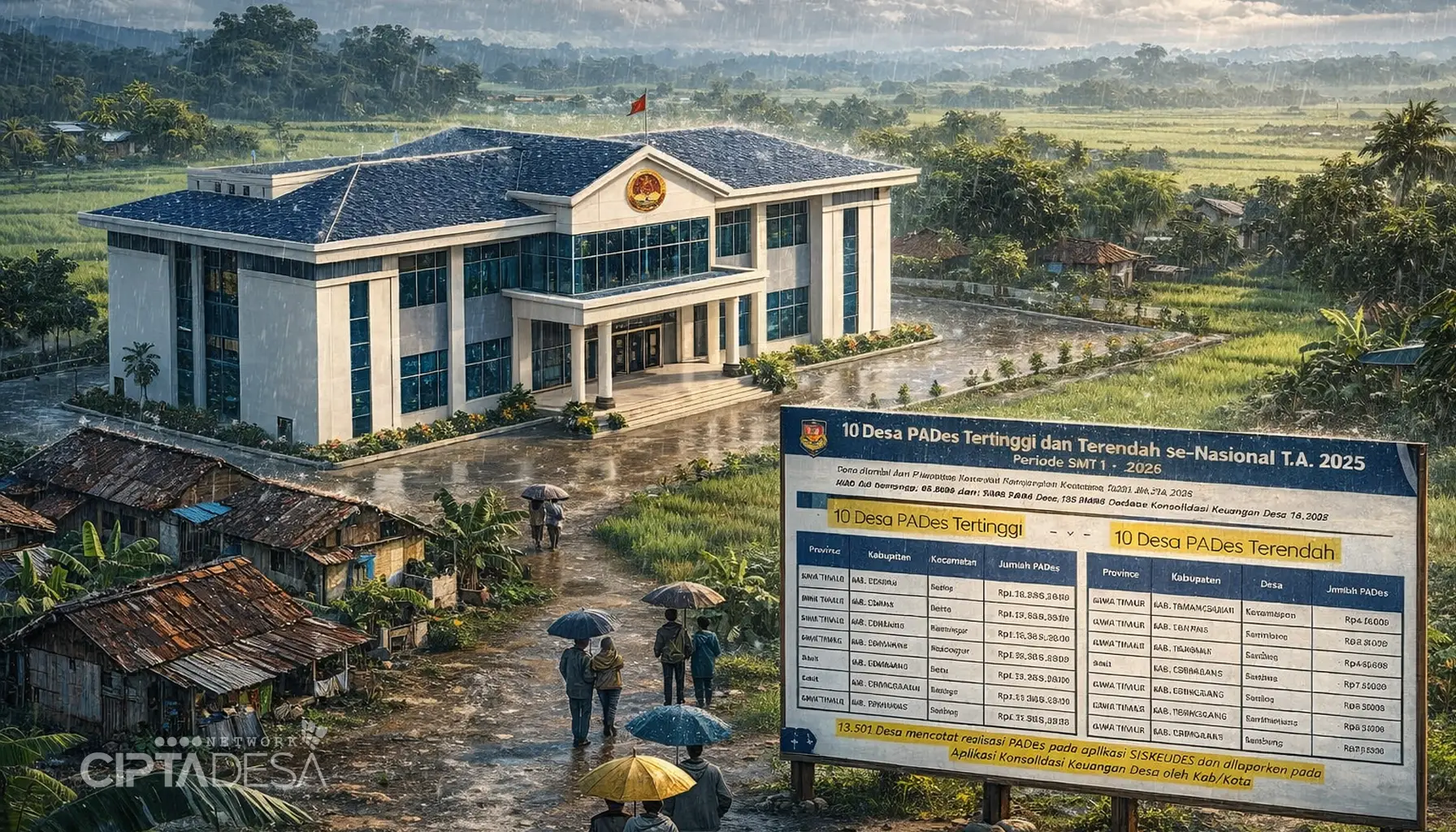 Infografis 10 Desa PADes Tertinggi dan Terendah Nasional 2025